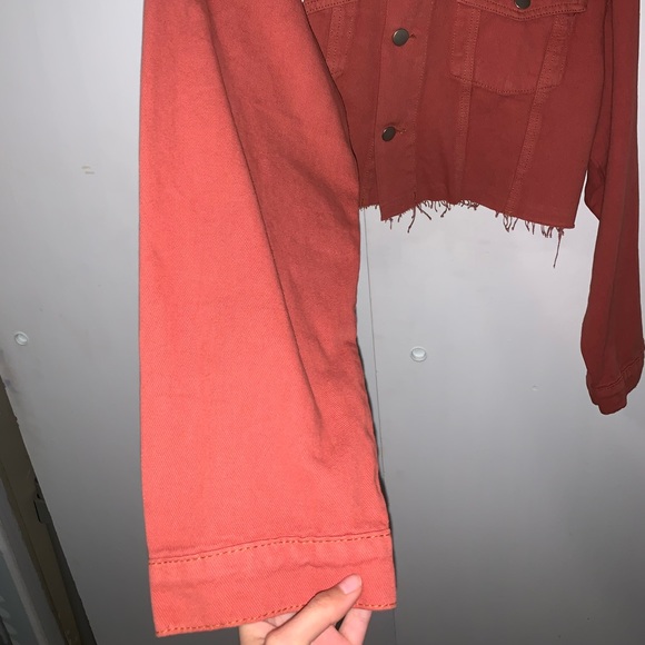 Raw Cut Over Sized Denim Jacket - copper/orange 🍊 - Picture 5 of 6